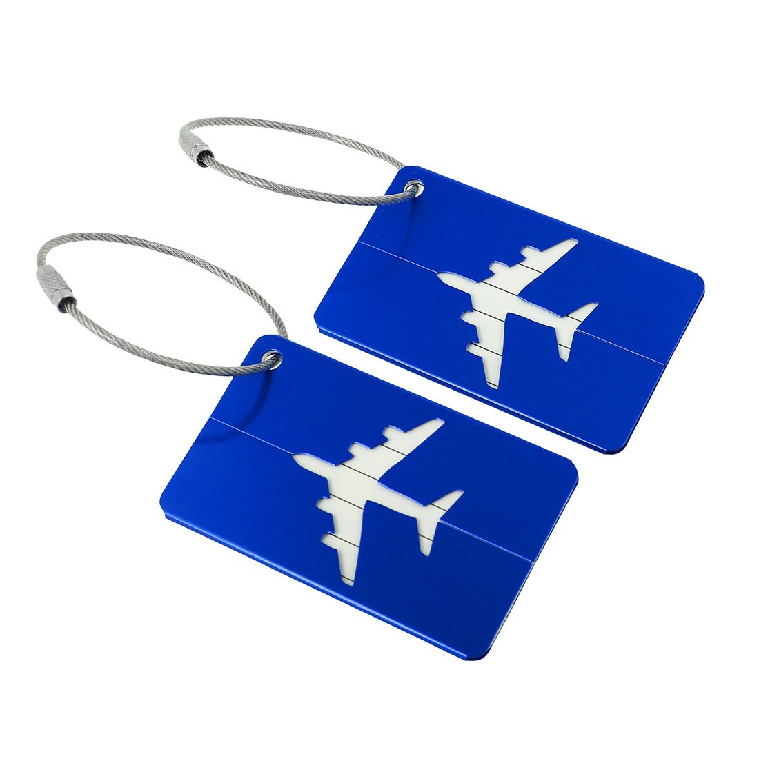 Sourcingmap Luggage Tags,Metal Travel Tags Luggage Identifier Card Holder Name Address ID Labels for Baggage Suitcases,Royal Blue, 2 Pack