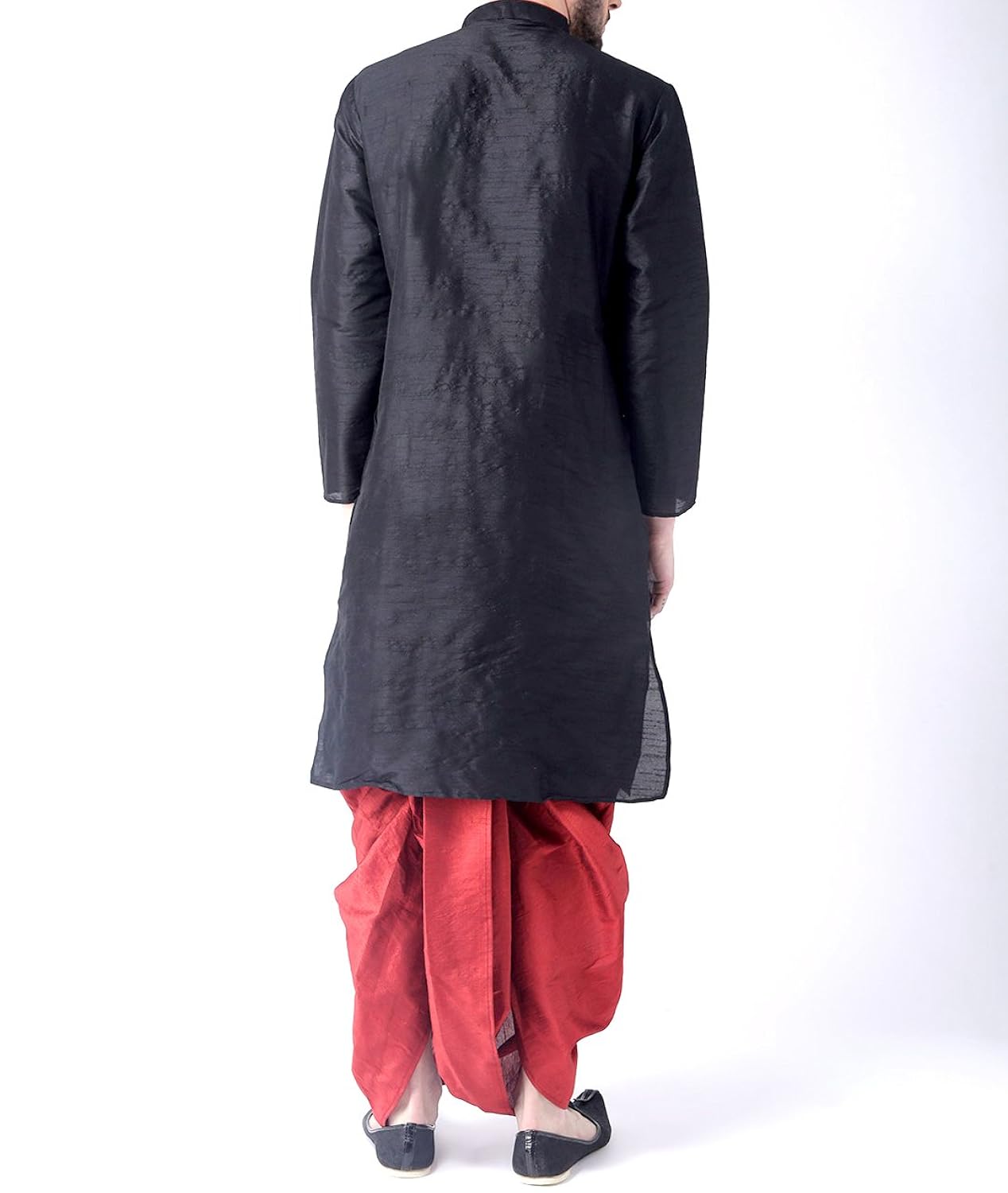 royal kurta mens silk blend loop button kurta and dhoti set