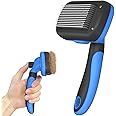 Dipoo Self-Cleaning Brush for Pet Deshedding - Skin-Friendly Grooming Tool for Dogs and Cats, Blue
