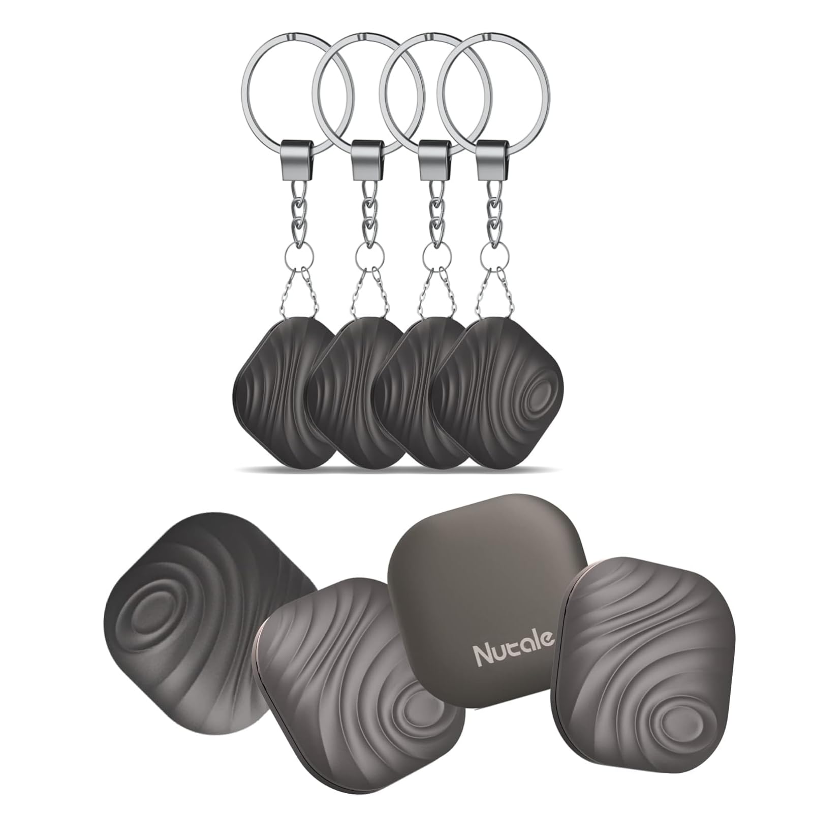 Nutale Air Tags Smart Key Finder Tag 4-Pack Coffee - Bluetooth Item Finder Tracker Item Locator - Works with Find My - Find Keys Luggages Suitcases Wallets Bags