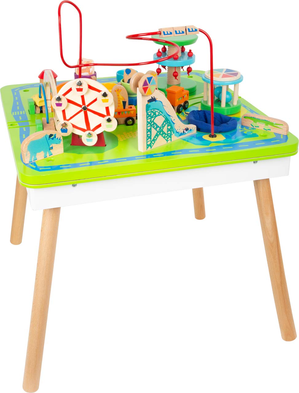 Small Foot 11434 3-in-1 Theme Park Play Table, made of wood, multifunctional, for ages 1+ years
