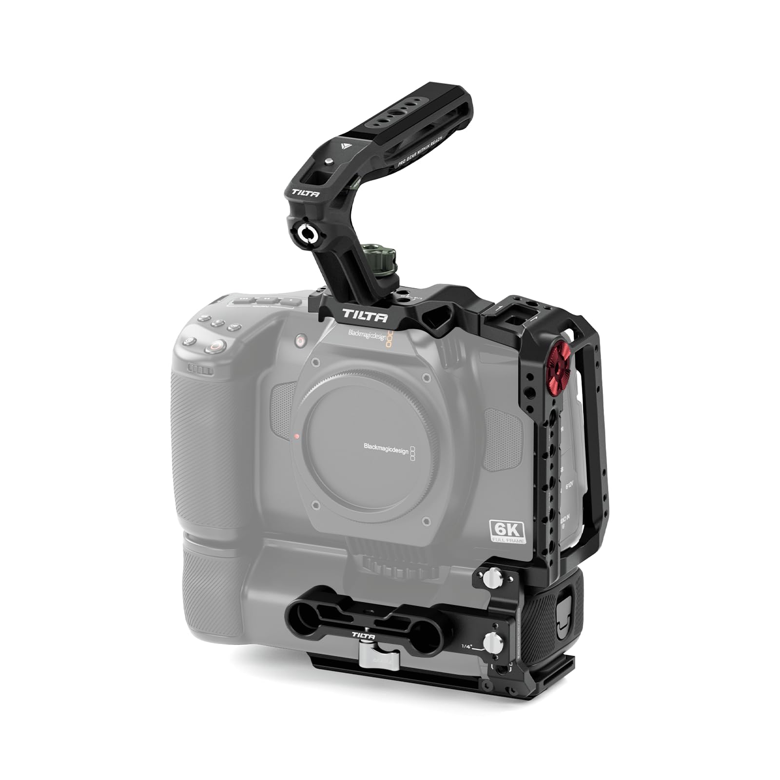 TILTA Camera Cage Compatible with BMCC 6K with Xeno Top Handle, SSD Drive Holder, Rod Holder and HDMI 90-Degree Adapter Basic Kit TA-T64-B-B