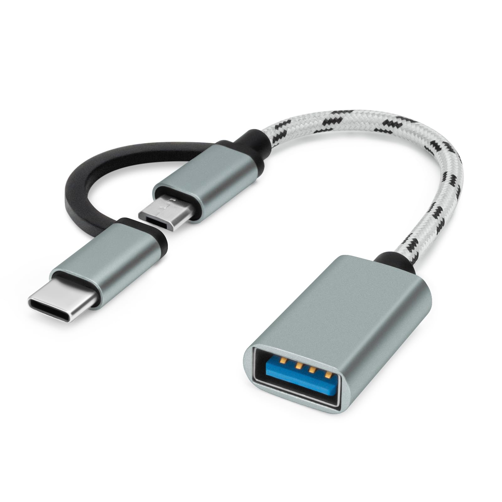 BORLTER CLAMP USB C/Micro USB to USB Adapter, Micro USB/Type-C Male to USB Female USB OTG Adapter Converter Cable Compatible with MacBook, USB-C Phones, Tablets and More, Gold