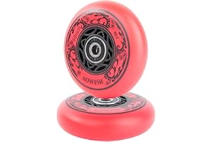 AOWISH 68mm 90a Ripster Wheels w/Bearings ABEC-9 for Mini Ripstik, Ripstick Mini, 2-Wheeled Caster Board, Carving Casterboard, Wave Board, Rolling Luggage (Set of 2) (Red)