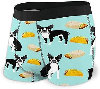 Vikimen Calzoncillos Calzoncillos para Hombre Boston Terrier Tacos