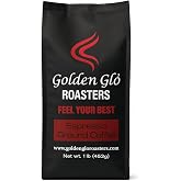 Golden Glo Roasters Organic Dark Roast Ground Coffee - 1 lb Pre-Ground Specialty Espresso, Small-Batch Roasted, Low Acidity, Rich Smooth Flavor