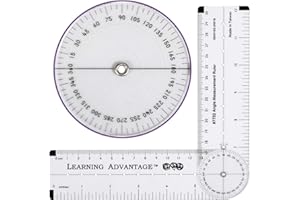 LEARNING ADVANTAGE-7752 Angle Measurement Ruler - Clear, Flexible and Adjustable Geometry Measuring Tool - Measure Angles to 360 Degrees and Lines to 12"