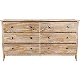 Grain Wood Furniture Greenport 6-Drawer Bedroom Dresser, Solid Wood with a Brushed Driftwood Finish