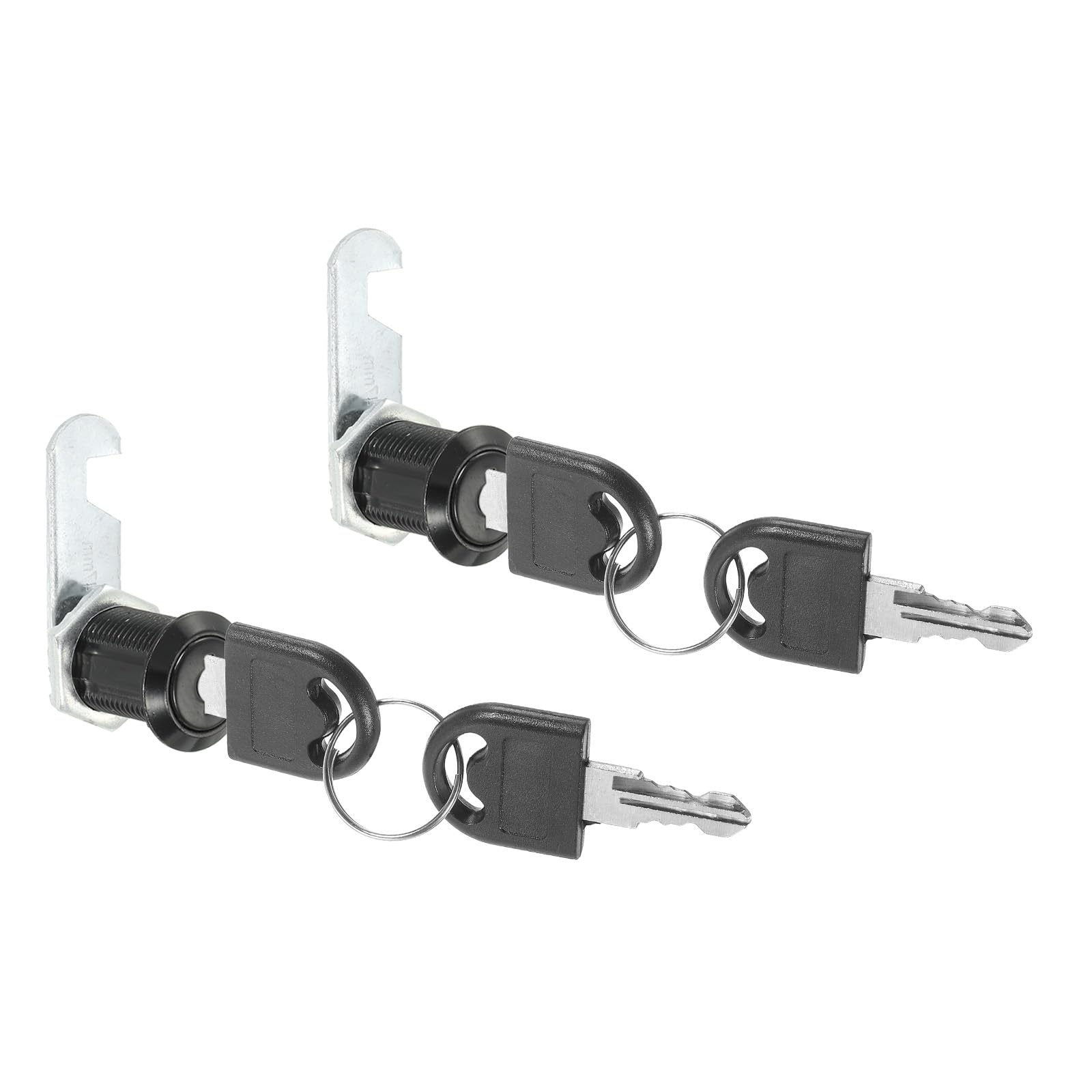 PATIKIL Cabinet Lock with Keys 2 Pcs 1"(25mm) Cam Locks Zinc Alloy Tool Box Lock Replacement Keyed Alike for Drawer Cupboard Household Mailbox RV Door Lock, Black