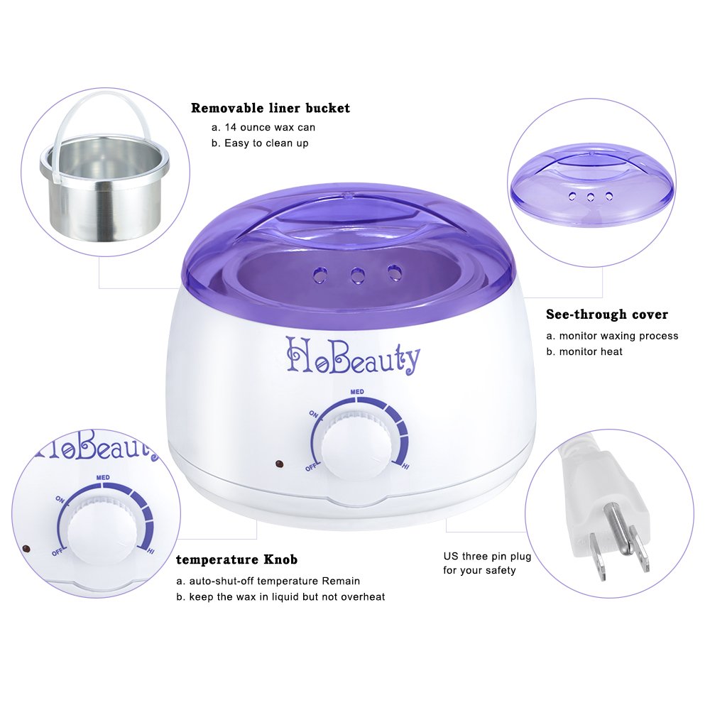 HoBeauty Hot Wax Warmer, Electric Hair Removal 14 oz Easy Waxing Warmer
