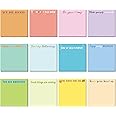 Zonon 12 Pieces Inspirational Sticky Notes 3 x 3 Inch Motivational Fun Notepads Positive Gifts for Teacher Nurse Coworkers Work Studying Supplies (Simple Style)