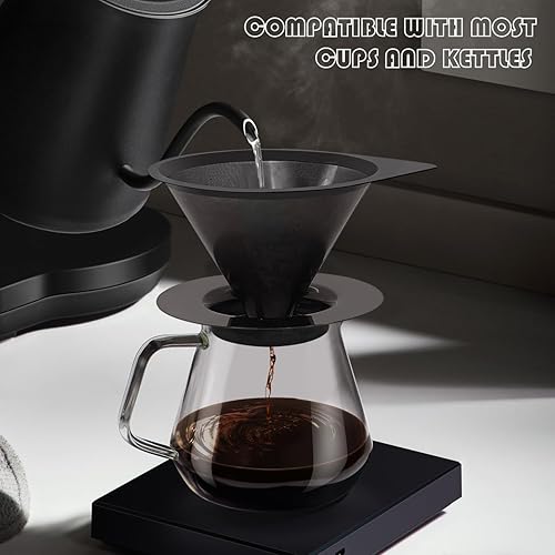 LHS Pour Over Coffee Dripper Reusable Coffee Filter Paperless