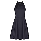 OUGES Women's Stand Collar Off Shoulder Sleeveless Cotton Casual Dress(Black,XXL)