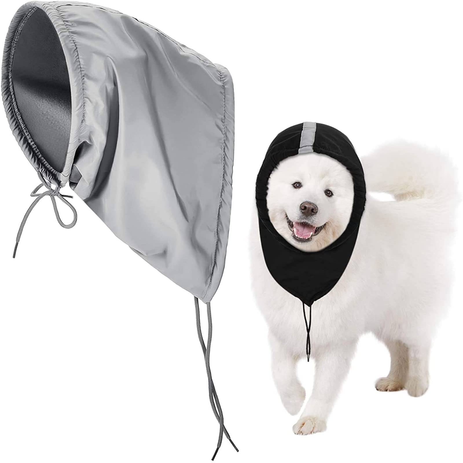 2 Pieces Waterproof Dog Snood and Ears Warmer Reflective Neck Ear Scarf Scruff Headwear (Large)
