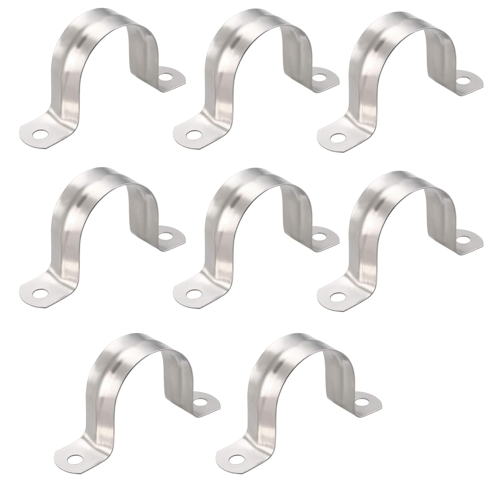 TA-VIGOR 8Pcs 35mm(1.4") Rigid Pipe Strap, 2 Holes 304 Stainless Steel U Bracket Pipe Clips Tension Tube Clip Clamp for Pipe Fixing