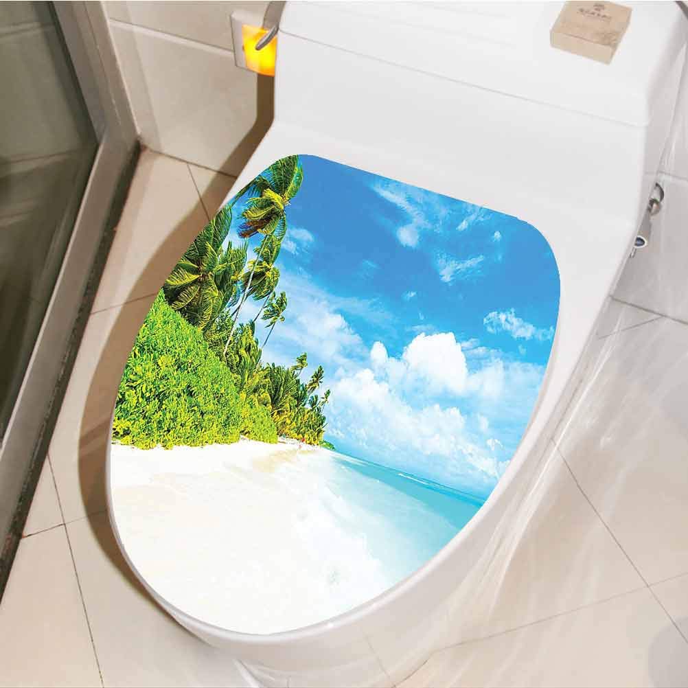 Bath W8xh11 Inch Toilet Seat Cover Sticker Decal Seascape Clear Colors Beach Exotic Dream Space Cream Blue Bathroom Toilet Seat Lid Cover Decals Stickers For Modern Family Household Apartment Bathroom Accessories