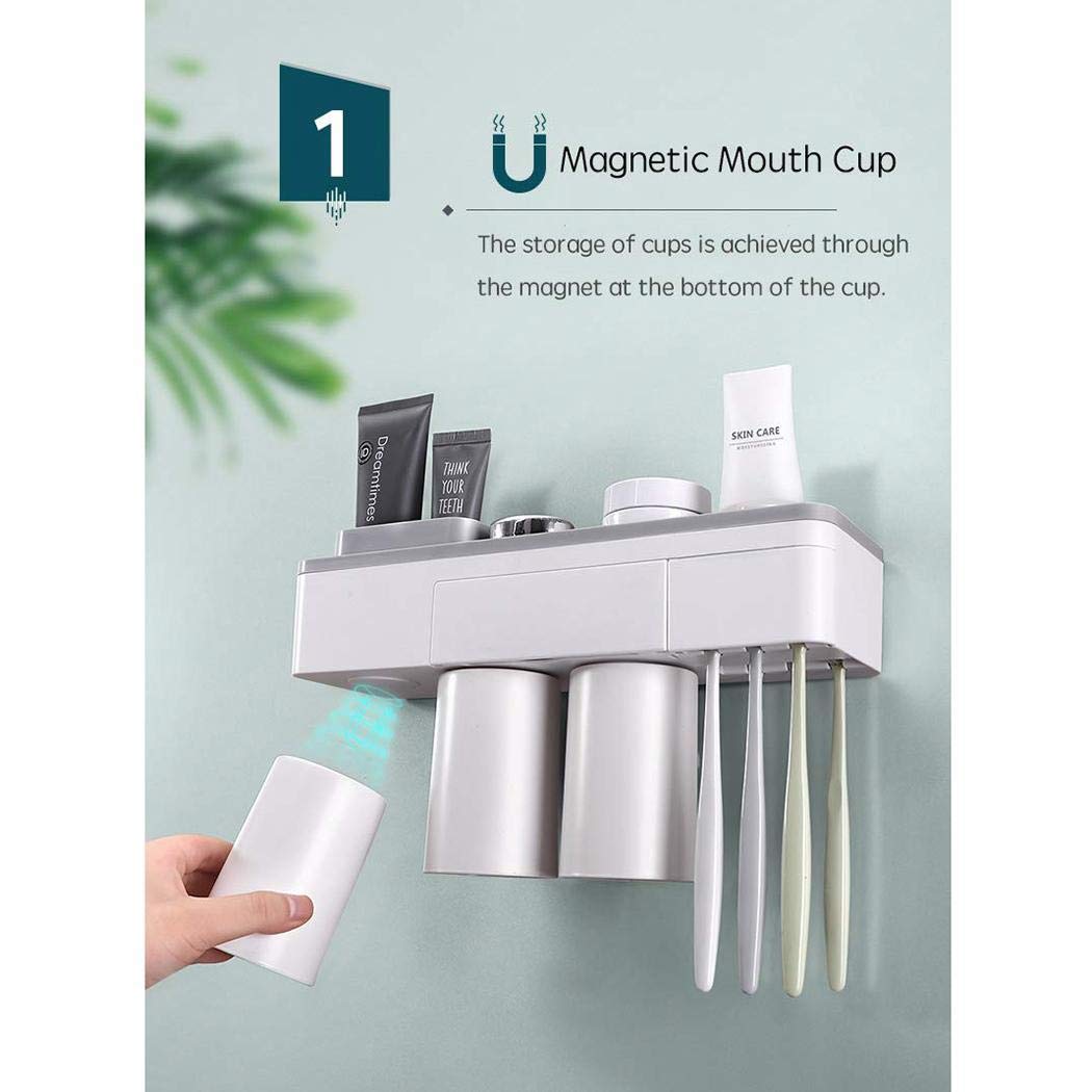 UpBeauty Fashion Magnetic Toothbrush Holder Wall Mount Toothbrushes Slots Organizer Cup Toothbrush Holders