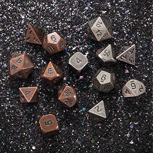 image for Jovitec 14 Pieces Metal Solid Zinc Alloy Game D&D Dices Set Durable Po
