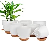 CSYY 7 Pack Self Watering Plant Pots Indoor Outdoor 20.3-12.7cm White