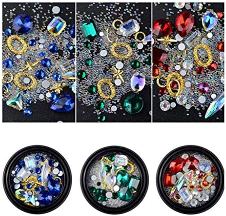 Clearance! Flatback AB Crystal Rhinestone Gems Pearls 3D Nail Art Decoration Kit Glitter Nail Art Craft by Fxbar (B)