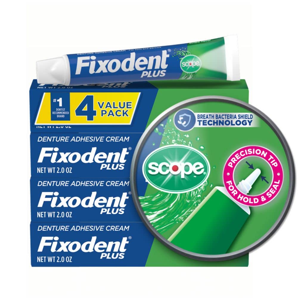 Photo 1 of Fixodent Plus Scope Secure Denture Adhesive 2.0oz (Pack of 4)