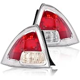 G-PLUS Tail Lights Fit 2006-2009 Ford Fusion S/SE/SEL | Tail Lamps,Rear Lights, Left &amp; Right, 6E5Z13405B, FO2819113C,Clear Red Lens,Luces Traseras, Faros Traseros