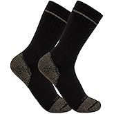 Carhartt Men's SB5552M Midweight Cotton Blend Steel Toe Boot Sock 2-Pack