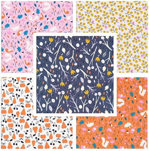 5 FABRIC BUNDLE - Sweet Autumn Day - Cloud 9 Fabric Sampler - ORGANIC COTTON - Pesticide Free, Low Impact Dyes - Nursery Woodland (Fat quarters)
