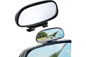 LivTee Blind Spot Mirror, HD Glass Frameless Convex Rear View Mirrors Exterior Accessories with Wide Angle Adjustable Stick for Car SUV and Trucks, Black