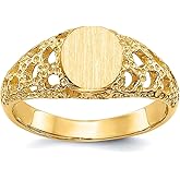 JewelryWeb 14k Yellow Gold Polished and satin Signet Ring Size 3 Ring