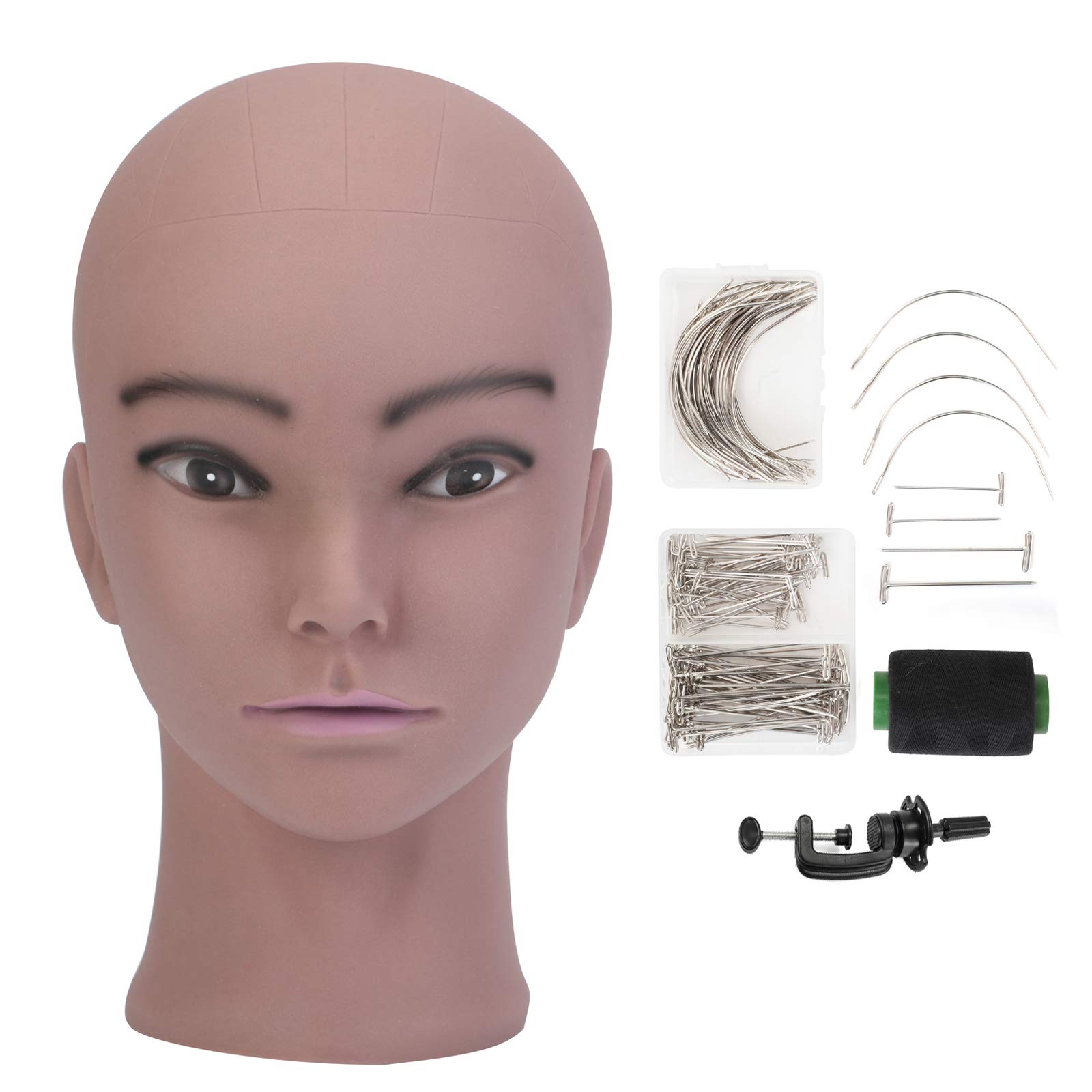 Neverland Beauty&Health Afro Bald Mannequin Head Cosmetology Manikin Training Head for Wigs Making Display Hat Display Glass Styling Doll Head with Free Clamp+ Accessories T- Pin