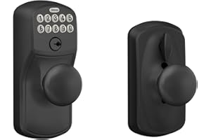 Schlage Plymouth Keypad Lock with Lever Handle, Electronic Keyless Door Entry, Flex Auto‑Lock Option, Matte Black, FE595 PLY 