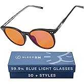 Sleep ZM 100% Blue Light Blocking Glasses - Better Sleep Anti Eye Strain Protection - Computer Gaming Women Men