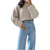 GORGLITTER Women's Oversized Fall Sweaters Crew Neck Long Sleeve Slouchy Chunky Knit Sweater Pullover Tops