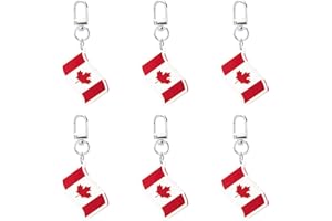 SevenFish 6pcs Canada National Flag Keychains, Canada Souvenirs Canadian Flag Keyrings Gifts for Friends Family Colleague Sch