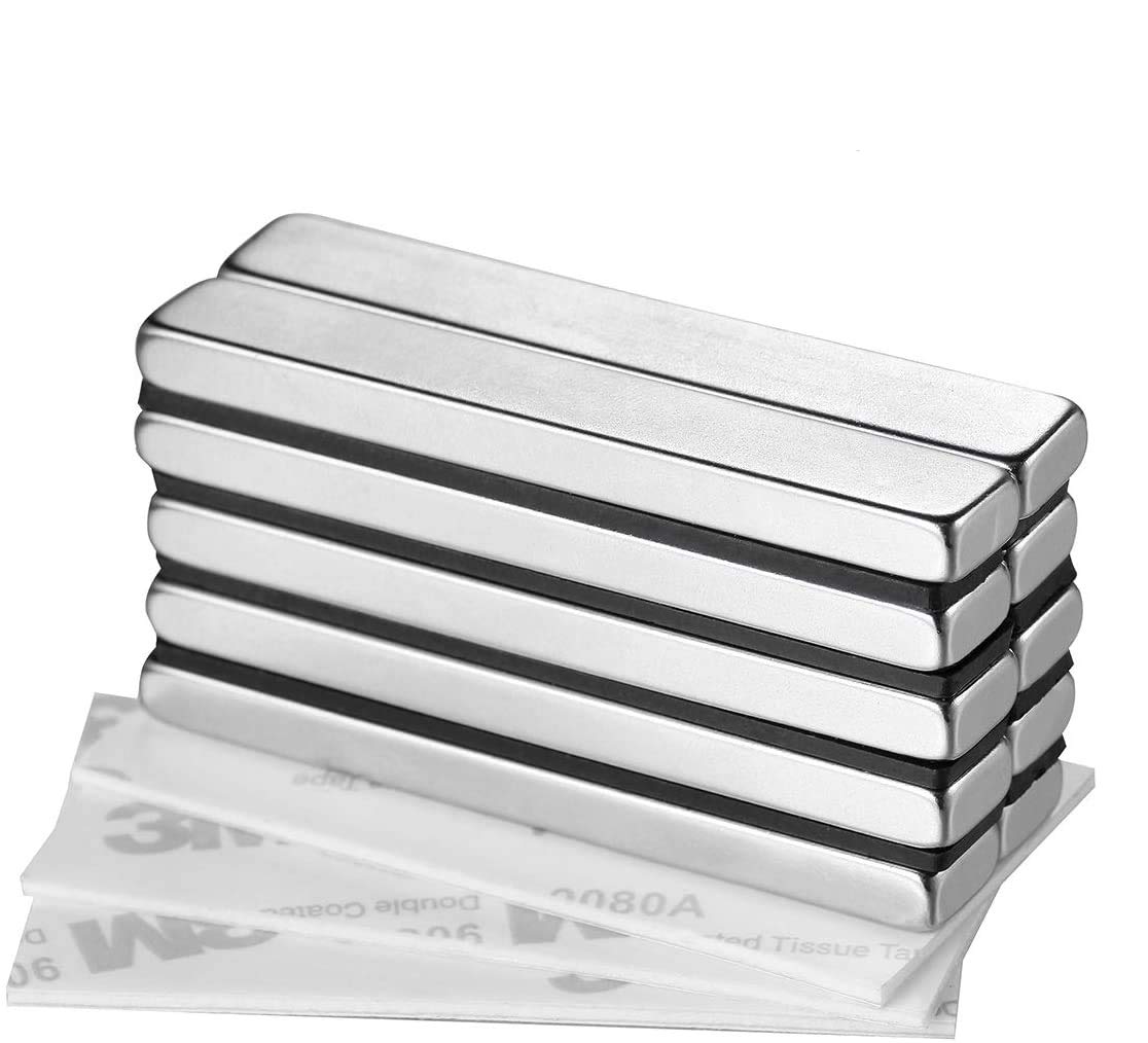 Wukong 60 x 10 x 5 mm, Pack of 10 Neodymium Magnets, Extra Strong, Thick Strong Magnets, Strong Neodymium Square Brick Magnet