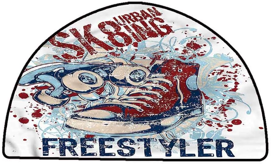 Non-Slip Bath Hotel Mats Sports,Skateboard Urban Sport,W47 x L31 Half Round Rugs for Sale