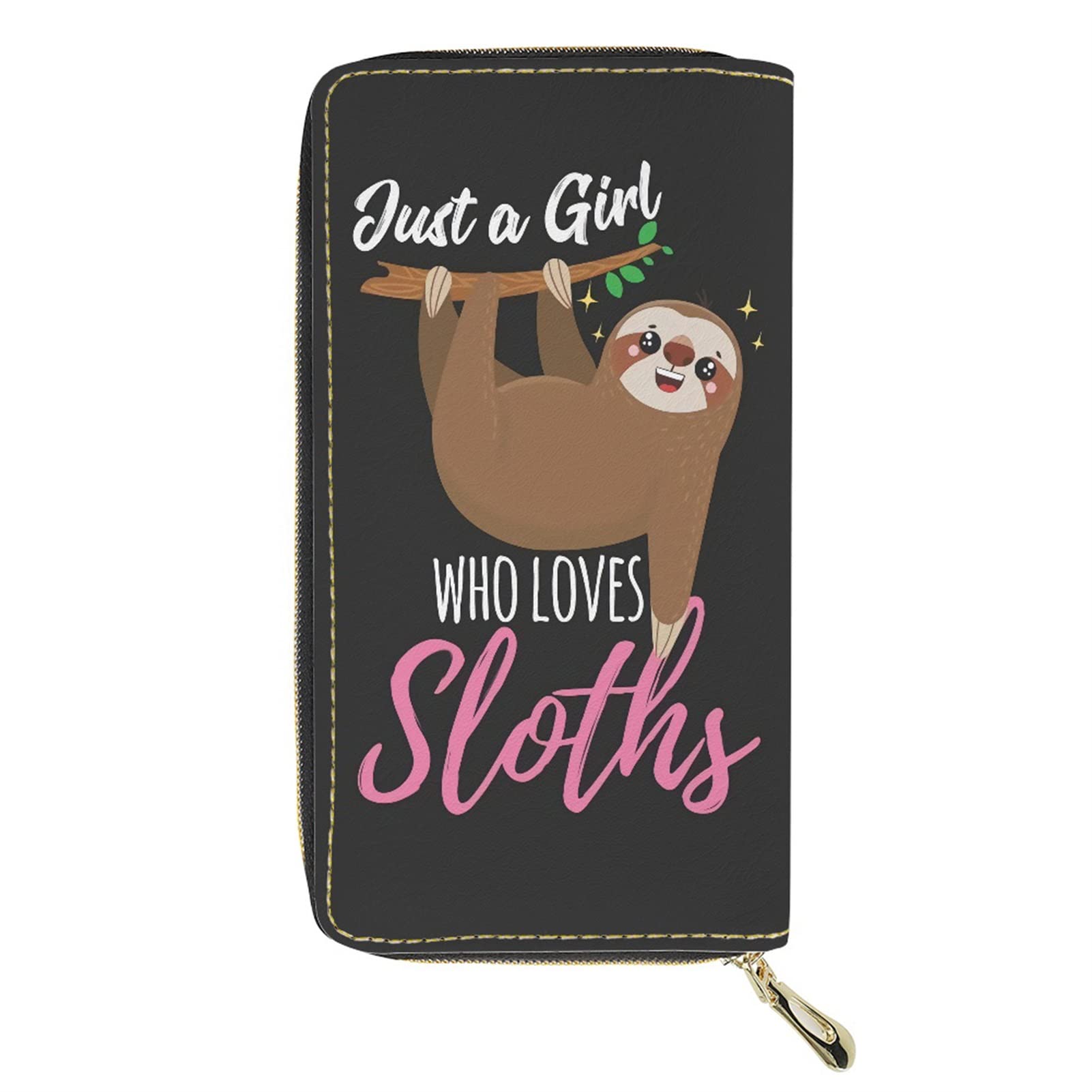 Dolyues Lovely Sloth Pattern Women Girl Zipper Long Pu Leather Wallet with Multiple Card Slots Clutch Travel Purse