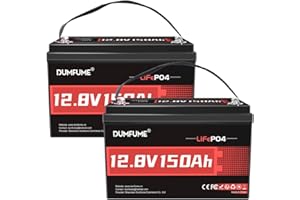 2 Packs 12V 150Ah LiFePO4 Lithium Battery BCI Group31 100A BMS 8000+ Deep Cycles Ideal for Solar System,Backup Power,RV,Campi
