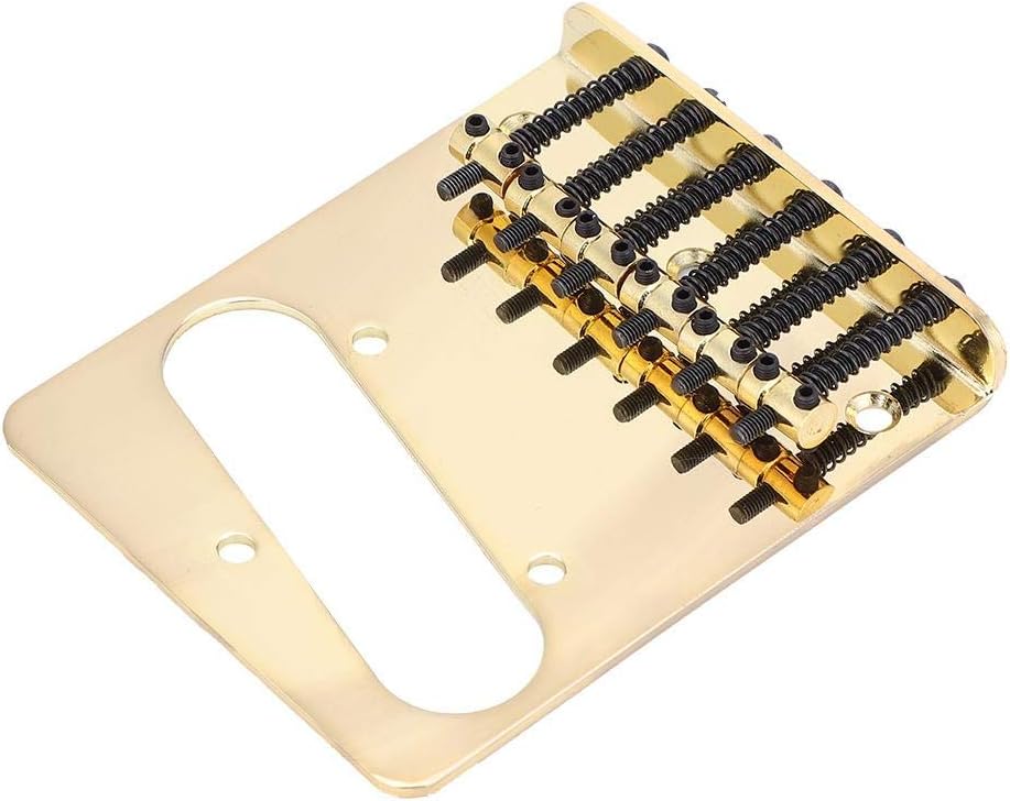 Telecaster Guitar Bridge, Metal Guitar Bridge with Screws Wrench for TL Tele Telecaster Electric Guitar of Single Coil Pickup(Gold)