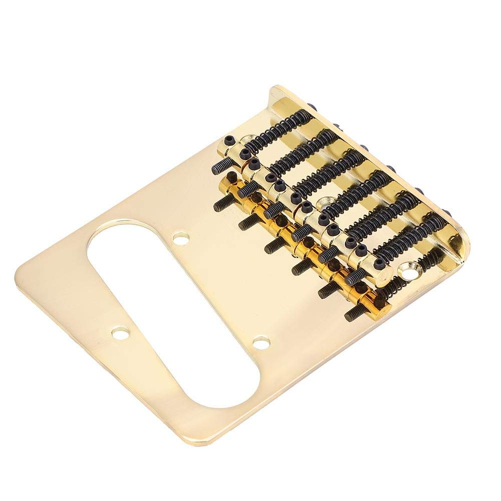 Telecaster Guitar Bridge, Metal Guitar Bridge with Screws Wrench for TL Tele Telecaster Electric Guitar of Single Coil Pickup(Gold)