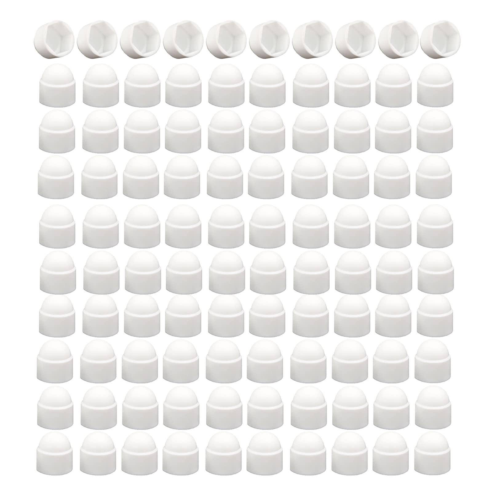 M5 (8mm Wrench) Plastic Nut and Bolt Protection Dome Cover, White Hex Nut Protective Caps Cover, No Thread, 100 PCS