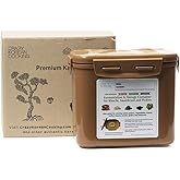 Crazy Korean Cooking Premium Kimchi, Sauerkraut Fermentation and Storage Container with Inner Vacuum Lid (0.9 Gal Sandy Brown