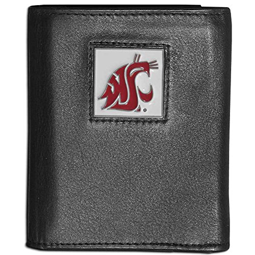 Siskiyou Sports NCAA Mens Washington State Cougars Deluxe Leather Tri-fold Wallet One Size Black