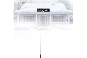 GYMAX Snow Rake for Roof, 18.8FT Extendable Aluminum Roof Rakes with Bent Tube for Flat Platforms & 63cm Wide Blade, Snap-Tog