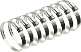 EesTeck 8Pcs 52-76mm Stainless Steel Hose Clips Duct Clamps Worm Drive