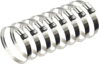 EesTeck 8Pcs 52-76mm Stainless Steel Hose Clips Duct Clamps Worm Drive