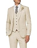 Wangyue Men's 3 Piece Suit - Beige Dinner Party