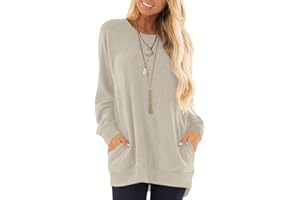 KUOTAI Womens Fall Long Sleeve T-Shirts Casual Tunic Tops for Leggings Loose Soft Blouses with Pocket