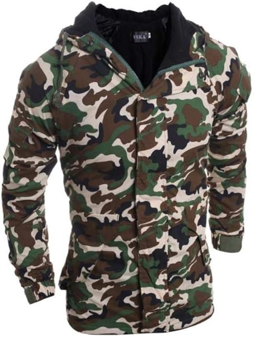 Men's Camouflage Style Hooded Green White Color Mens Jacket Jacket